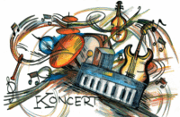 Grafika przedstawiająca różne instrumenty muzyczne