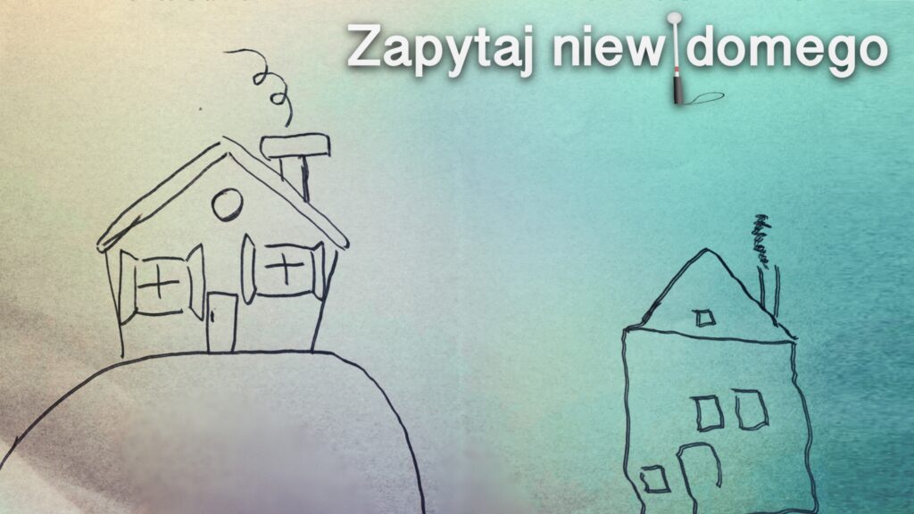 Dwa domki. Ten narysowany przez Maję, jedną z członkiń Zarządu Prowadnicy, przypomina rysunek pięciolatka.