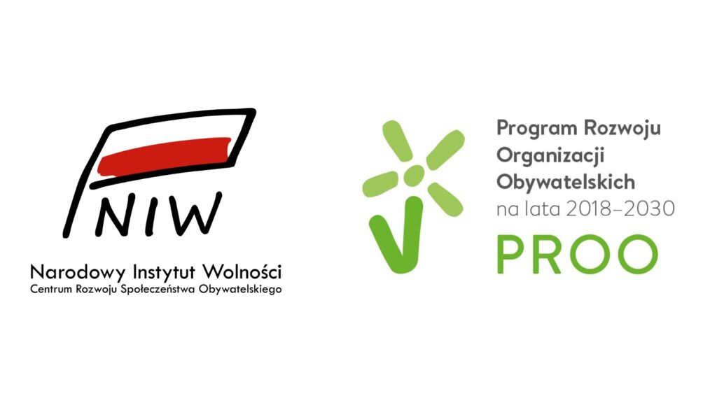 Logotypy: Narodowego Instytutu Wolności, Centrum Rozwoju Społeczeństwa Obywatelskiego oraz Rządowego Programu Rozwoju Organizacji Obywatelskich PROO